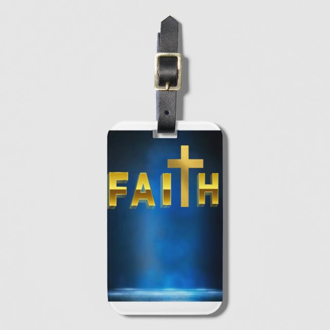 Etiqueta Para Maletas "Viaja con confianza, confía en la fe". (Anverso vertical)