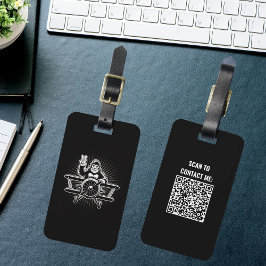 Etiqueta Para Maletas Viaja en Avión Biplano Bigfoot Código QR Divertido