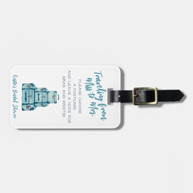 Etiqueta Para Maletas Viajando de Miss a Sra. Blue Lumaletera (Frente Horizontal)