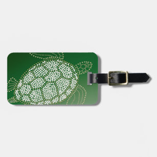 Etiqueta Para Maletas Viaje al estilo con la tortuga del mar verde de Ha