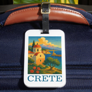 Etiqueta Para Maletas Viaje artístico de la isla Grecia de Creta Vintage