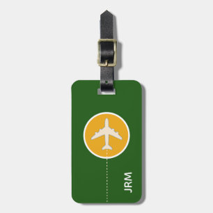 Etiqueta Para Maletas viaje de avión amarillo verde personalizado