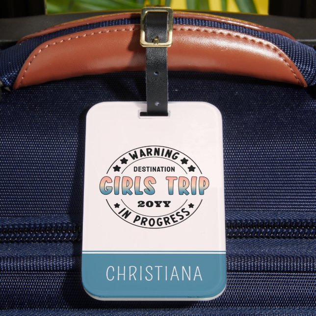 Etiqueta Para Maletas Viaje de Chicas personalizados en curso Gradiente  (Anverso In situ 2)