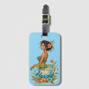 Etiqueta Para Maletas Viaje de estilo vintage en Hawái Honolulu Hula Chi