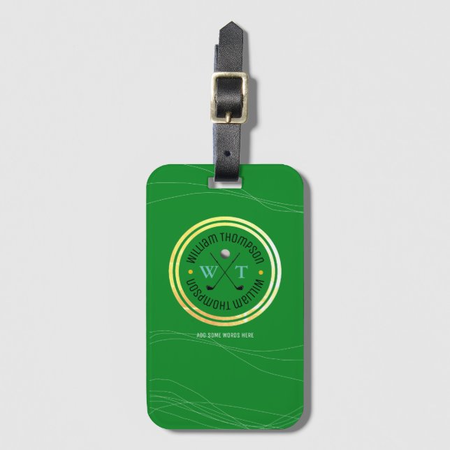 Etiqueta Para Maletas viaje de golf verde (Anverso vertical)