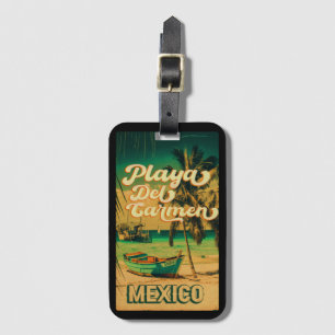 Etiqueta Para Maletas Viaje de Playa del Carmen México Palm Tree Vintage