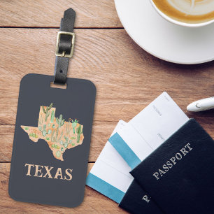 Etiqueta Para Maletas Viaje del mapa de Ilustracion acuático de Texas Ca