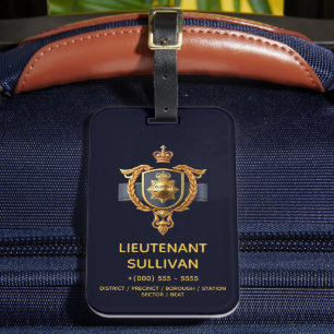 Etiqueta Para Maletas Viaje del policía con el logo de la policía person