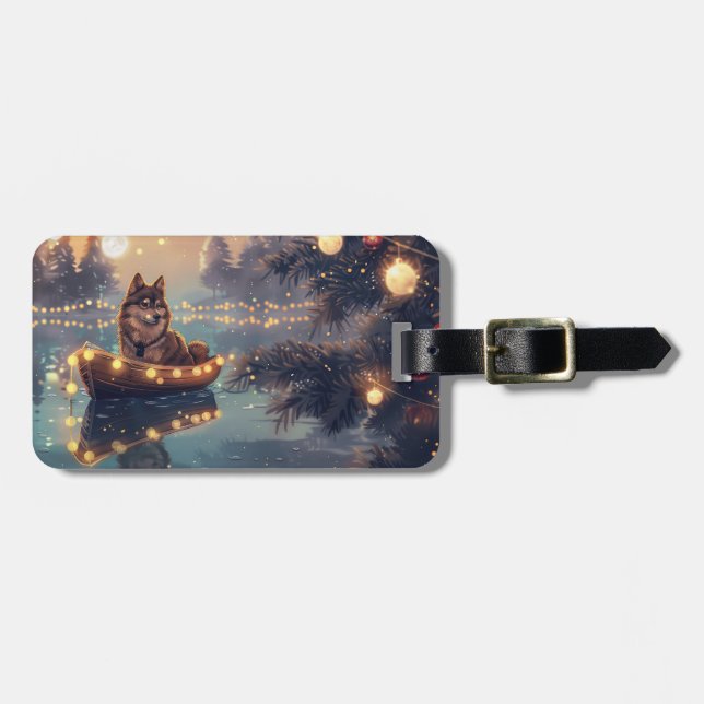 Etiqueta Para Maletas Viaje festivo de Navidades de Lapphund finlandeses (Frente Horizontal)