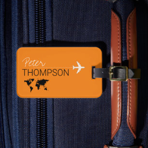 Etiqueta Para Maletas Viaje naranja personalizado y elegante