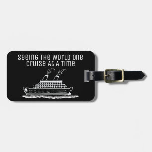 Etiqueta Para Maletas Viajero de Crucero Divertido Blanco y Negro Simple