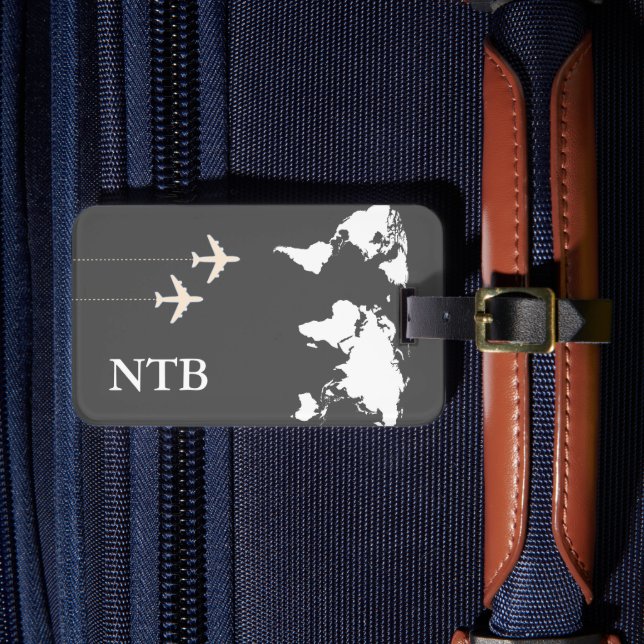 Etiqueta Para Maletas Viajero elegante de avión (Anverso In situ 4)