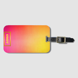 Etiqueta Para Maletas Viajes de color rosa y amarillo ocaso personalizad