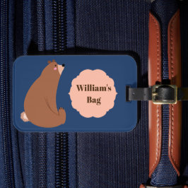Etiqueta Para Maletas Viajes de niños azules de la marina cute de oso