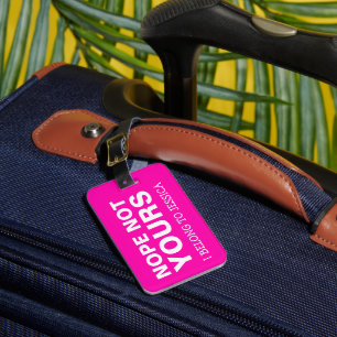 Etiqueta Para Maletas Viajes divertidos personalizados   Rosa brillante