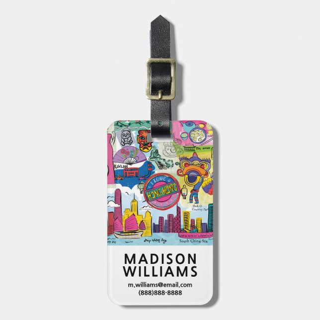 Etiqueta Para Maletas Viajes mundiales - Hong Kong (Frente Vertical)