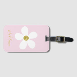Etiqueta Para Maletas Viajes personales de oro de margarita blanca rosa 