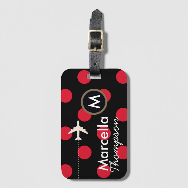 Etiqueta Para Maletas viajes personalizados mrs / polkadots (Anverso vertical)