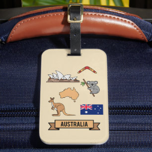 Etiqueta Para Maletas Viajes Retro Australia Símbolos Nacionales Icónico