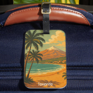 Etiqueta Para Maletas Viajes Vintage Tenerife Isla Canaria Montaña Teide