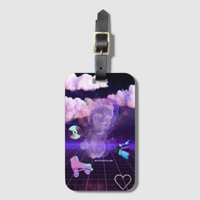 Etiqueta Para Maletas Vibes de vaporwave (Anverso vertical)