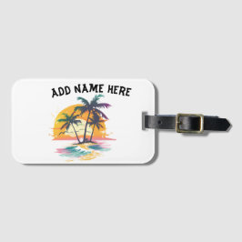 Etiqueta Para Maletas Vibes tropicales de atardecer - Palmeras y diseño