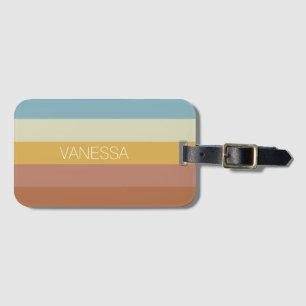 Etiqueta Para Maletas Vibra de rayas vintage retro años 70 60