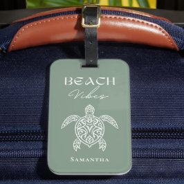Etiqueta Para Maletas Vibraciones de Playa Tortuga Marina Personalizado 