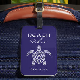 Etiqueta Para Maletas Vibraciones de Playa Tortuga Marina Personalizado 