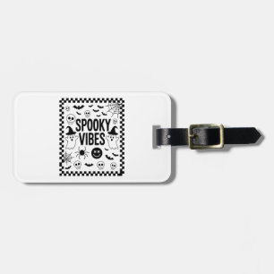 Etiqueta Para Maletas Vibraciones Espeluznantes Halloween Retro