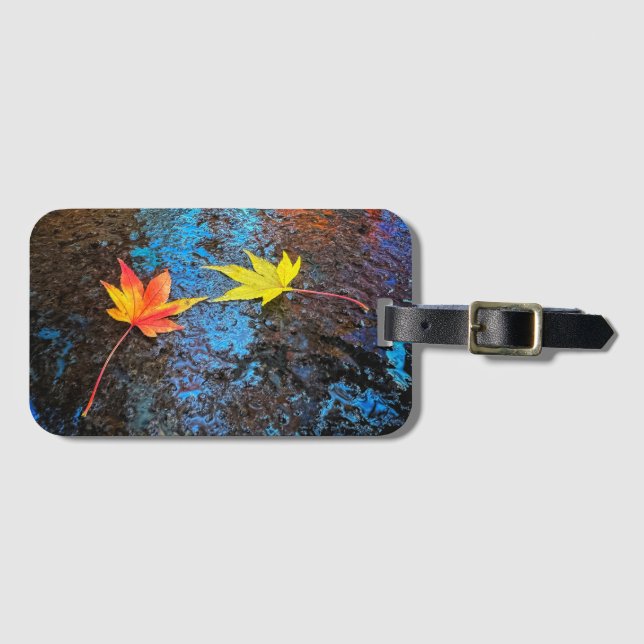 Etiqueta Para Maletas Vibrant Fallen Maple Leaves (Anverso horizontal)