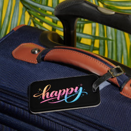 Etiqueta Para Maletas Vibrant Pastel Gradient HAPPY Typography - Modern 