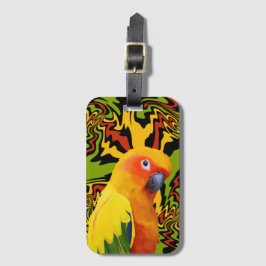 Etiqueta Para Maletas Vibrante colorido Sun Conure Parrot