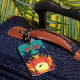 Etiqueta Para Maletas Vibrante estilo Trópico Sunset Retro 80