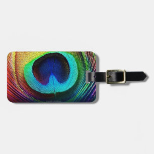 Etiqueta Para Maletas Vibrante Feather Peacock