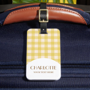 Etiqueta Para Maletas Vichy amarillo preppy gingham revisado mercado de 
