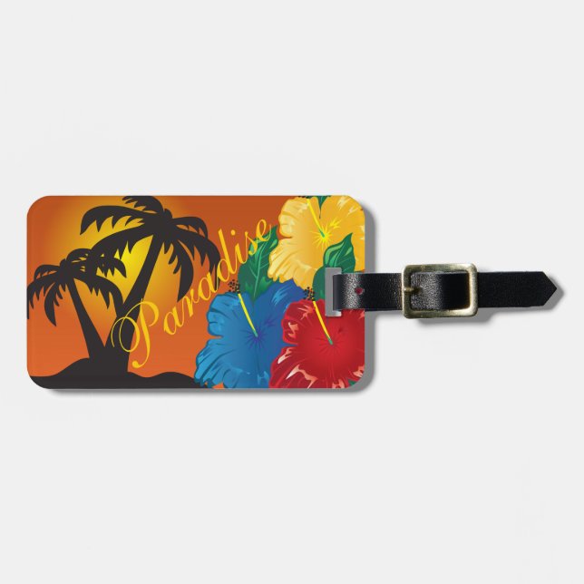 Etiqueta Para Maletas Vida en un paraíso tropical (Frente Horizontal)