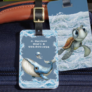 Etiqueta Para Maletas Vida Marina Infantil Personalizada