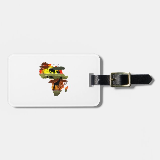 Etiqueta Para Maletas Vida salvaje del continente africano Sunset Safari (Frente Horizontal)