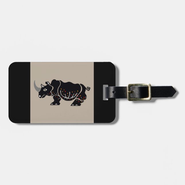 Etiqueta Para Maletas Vida silvestre - Gráfico -RHINOCEROS - Animales en (Frente Horizontal)