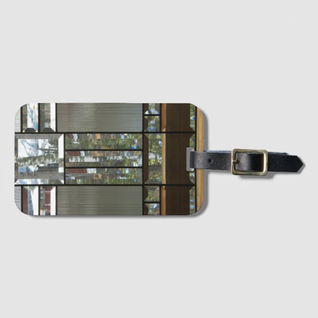 Etiqueta Para Maletas Vidrio biselado negro gris negro moderno (Anverso horizontal)