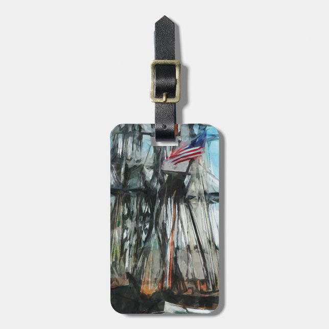 Etiqueta Para Maletas Viejo impresionismo del extracto del puerto de (Frente Vertical)