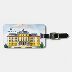 Etiqueta Para Maletas Viena Austria Acuarela Ciudad Recuerdo de Viaje