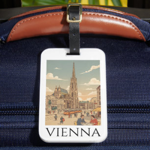 Etiqueta Para Maletas Viena Austria Cultura de Viajes de Café Vintage