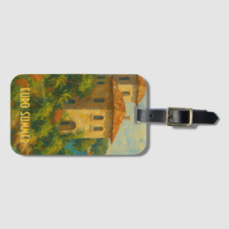 Etiqueta Para Maletas Villa de pintura de aceite de verano para el euro