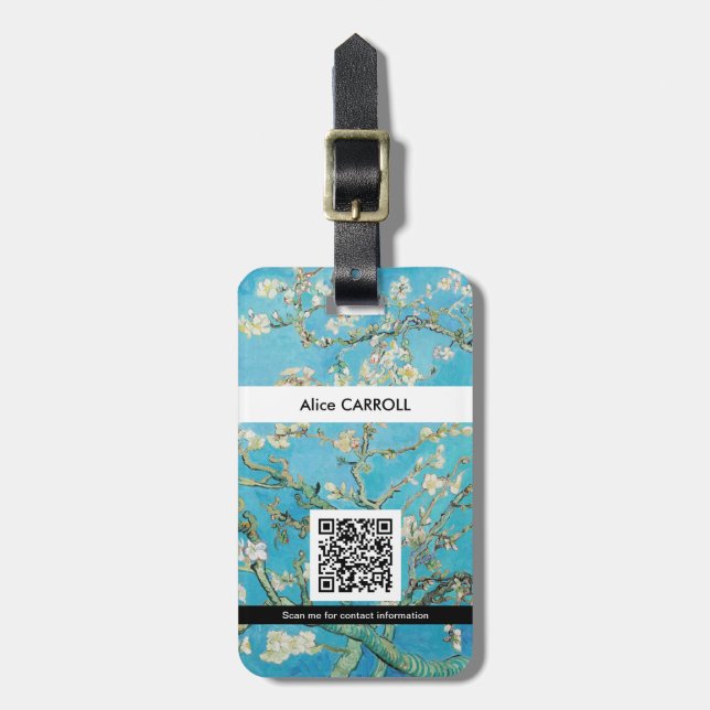 Etiqueta Para Maletas Vincent van Gogh - Almond Blossom - Código QR (Frente Vertical)