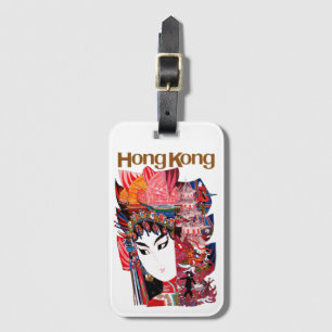 Etiqueta Para Maletas Vintage Airline Hong Kong China Travel