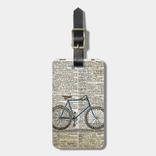 Etiqueta Para Maletas Vintage azul de la bici de la bicicleta de la