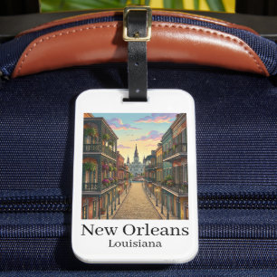 Etiqueta Para Maletas Vintage Barrio Francés de Nueva Orleans Louisiana