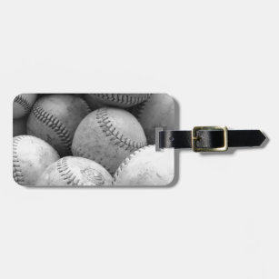 Etiqueta Para Maletas Vintage Baseballs en Blanco y Negro